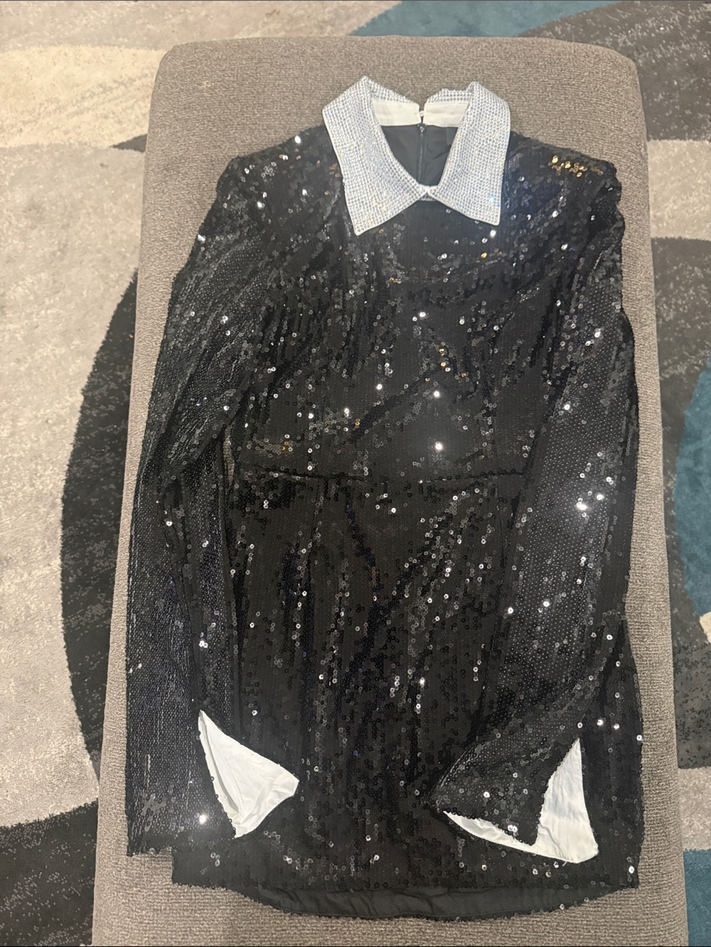 AKIRA Black Sequin Dress with Silver Collar